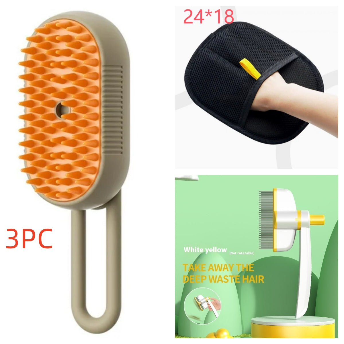 Cepillo de vapor 3 en 1 para perros y gatos