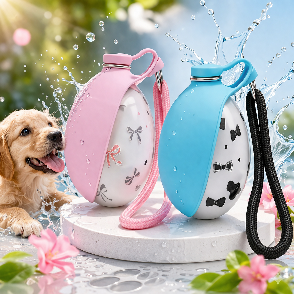 Botella portátil para perro con bebedero