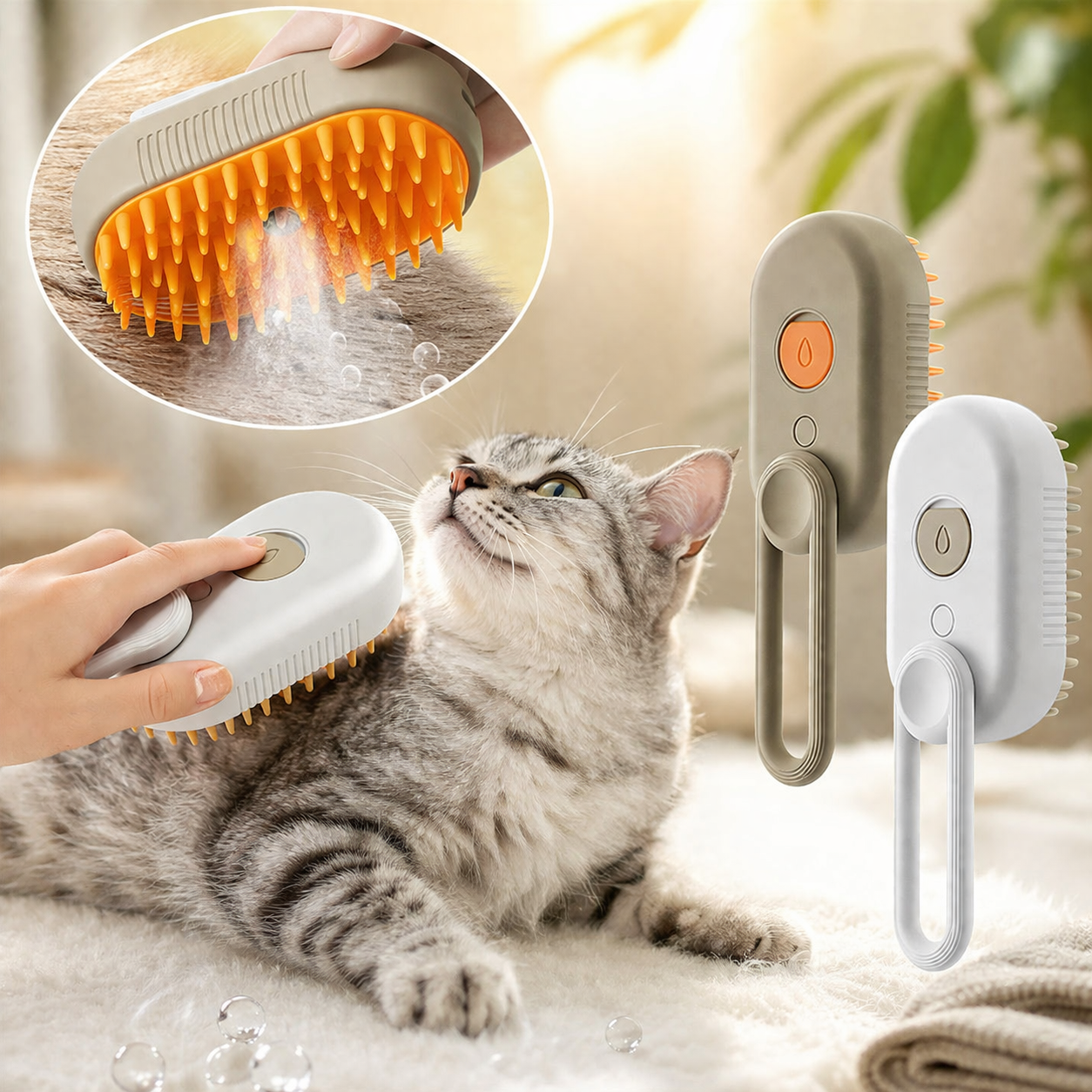 Cepillo de vapor 3 en 1 para perros y gatos